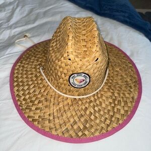Roxy Woven Straw Hat with Pink Edge